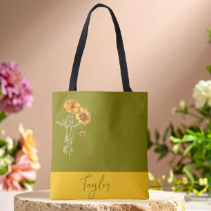 Olive Green Floral Minimal Trendy Stilvoll Tasche