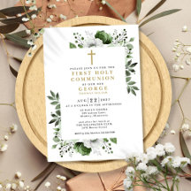 Olive Green Floral Moderne Erste Heilige Kommune