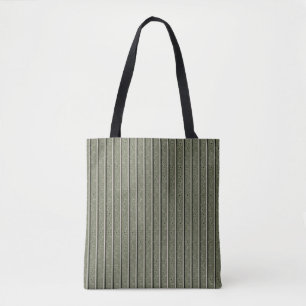 Olive Green Floral Strip Tote Bag Tasche