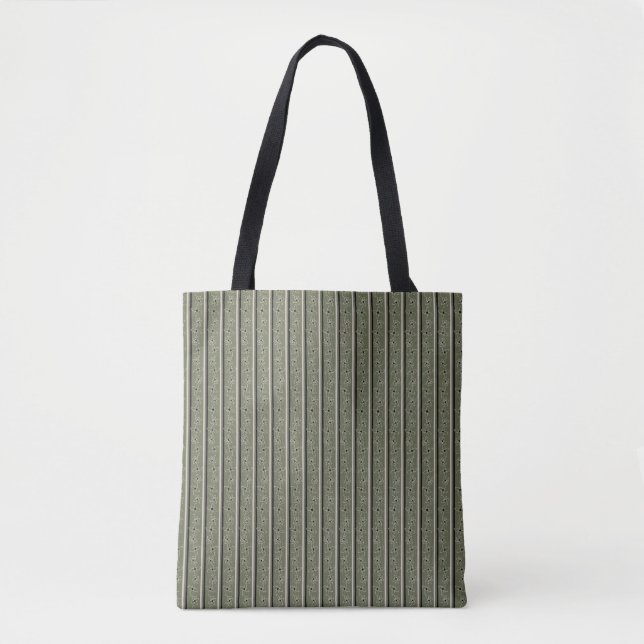 Olive Green Floral Strip Tote Bag Tasche (Vorderseite)