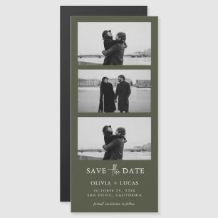 Ölive Green Foto Strip Magnetic Wedding Magnetkarte