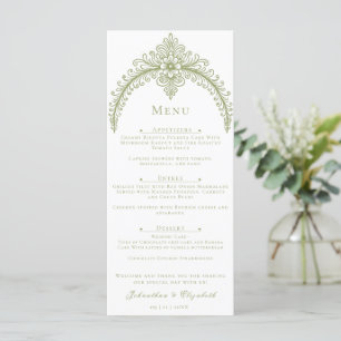 Olive Green French Blüh Arch Wedding Menükarte