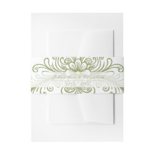 Olive Green French Blüh Wedding Einladungsbanderole
