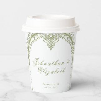 Olive Green French Flourish Arch Wedding Pappbecher