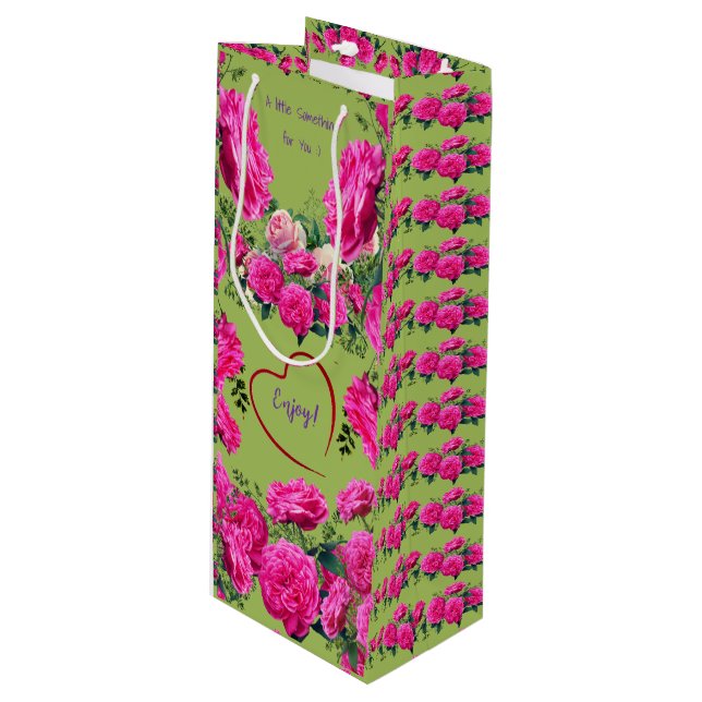 Olive Green Fun Geschenktüte Für Weinflaschen (Vorderseite Schrägansicht)