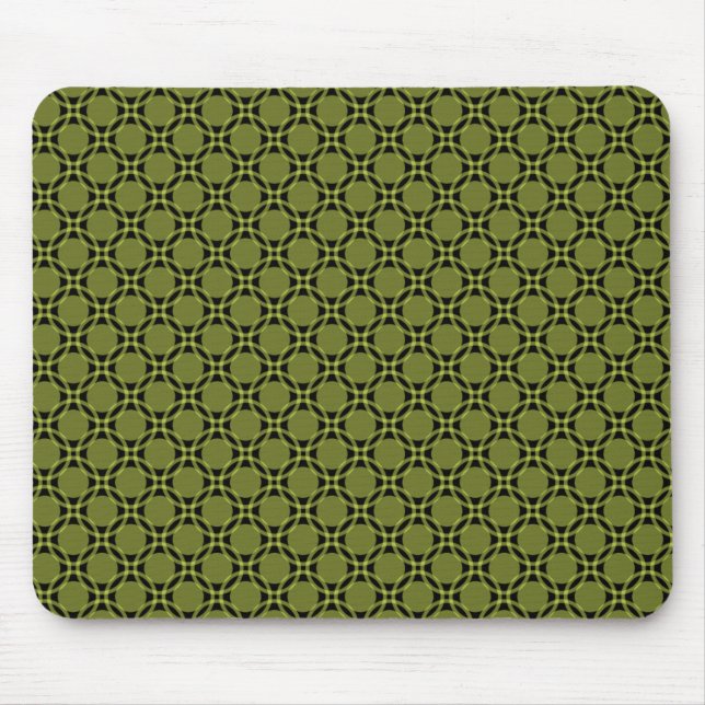 Olive Green Funky Circles Mousepad (Vorne)