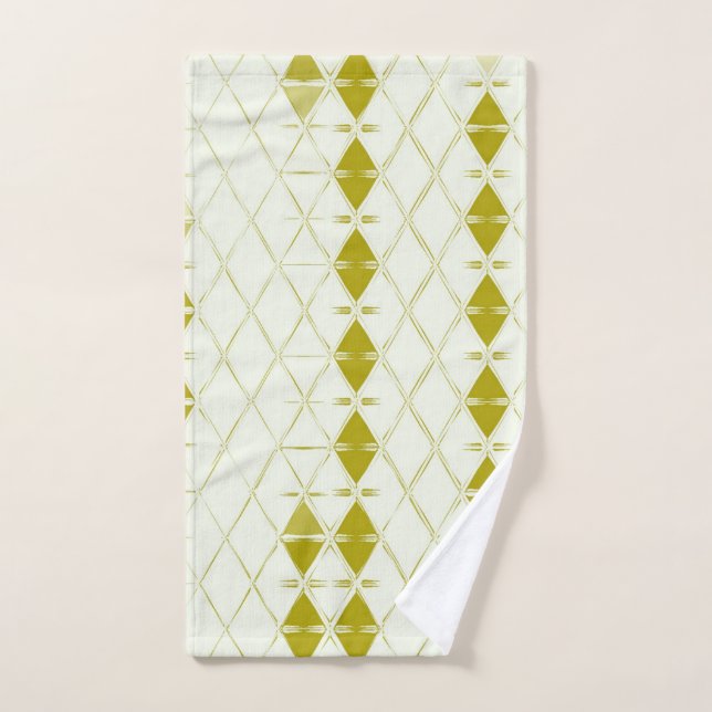 Olive Green Geometric Mid Century Modern Print Handtuch (Handtuch)