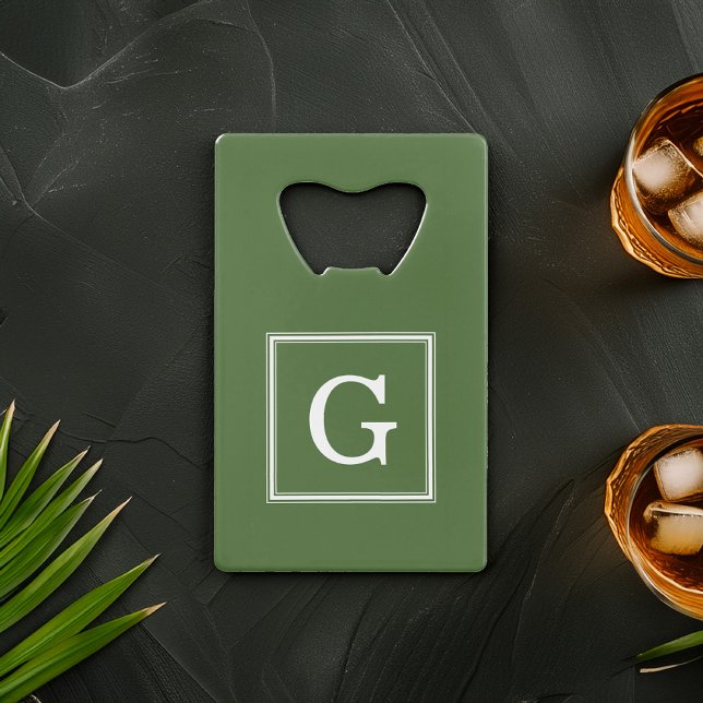 Olive Green Gerahmt Monogram Geldbeutel Flaschenöffner (Von Creator hochgeladen)