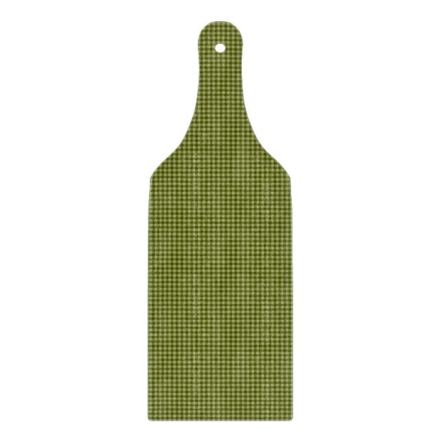 Olive Green Gingham CUTTING BOARD PADDLE Schneidebrett (Vorderseite)