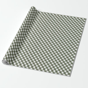 Olive Green Gingham Gemustert Geschenkpapier
