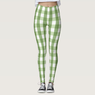 Olive Green Gingham Kariert Trendy Pattern Leggings