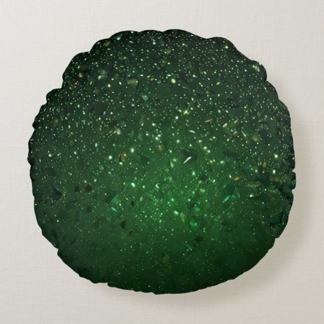 Olive Green Glitter Rundes Kissen (Vorderseite)