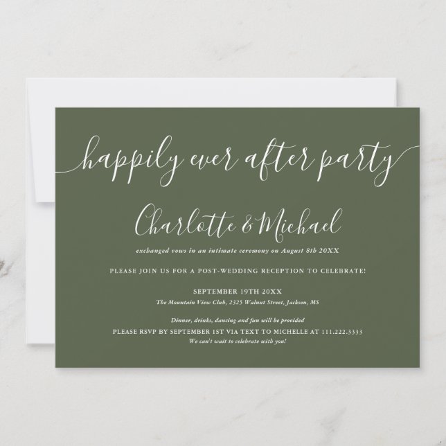 Olive Green glücklich immer nach dem Party Foto Ho Einladung (Vorderseite)