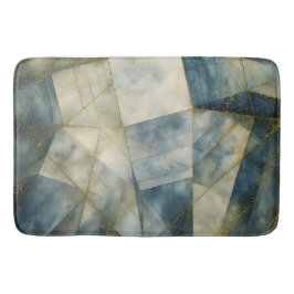 Olive Green Gold Geometric Abstrakt Natural Badematte