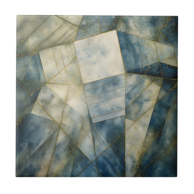 Olive Green Gold Geometric Abstrakt Natural Fliese (Vorderseite)