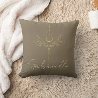 Olive Green & Gold Glitzer Celestie Name Kissen
