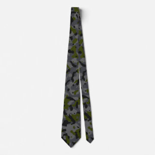 Olive Green, Gray and Black Camouflage Pattern Krawatte