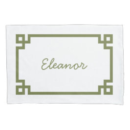 Olive Green Greece Key Monogram Standard Kissenbezug