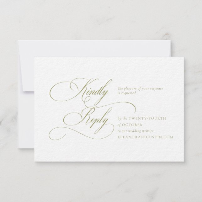Olive Green "H" Monogram Wedding RSVP Card Karte (Vorderseite)