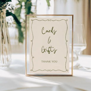 Olive Green Hand Drawing Frame Cards & Gifts Card