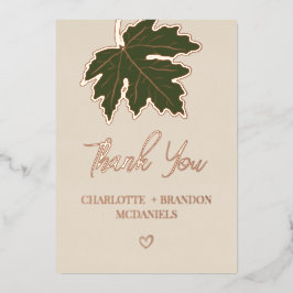 Olive Green Herbst Maple Leaf Hochzeit Vielen Dank Folieneinladung