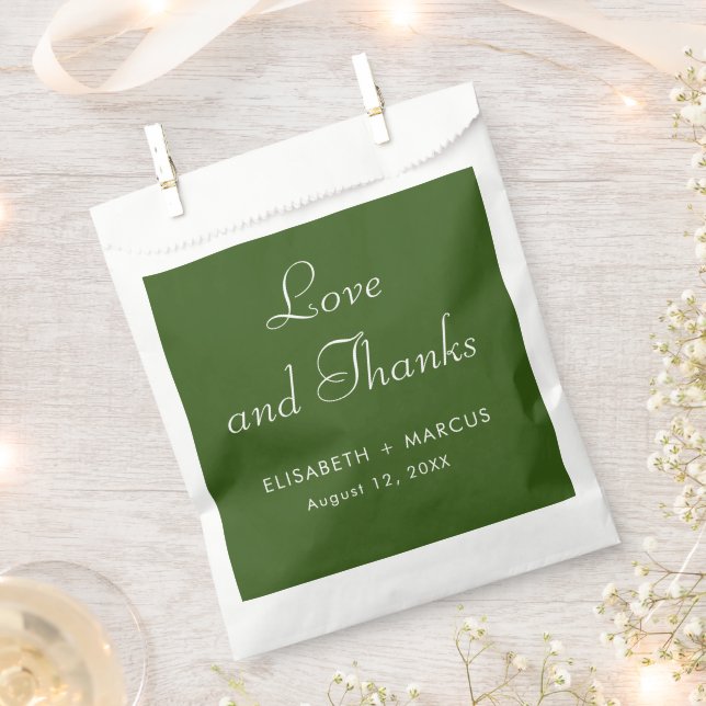 Olive green Hochzeit elegante Gefälligkeitstasche Geschenktütchen (Ausgeschnitten)