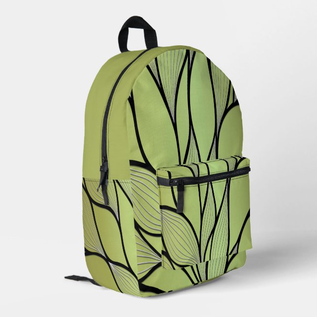 Olive Green Hues Creative Verlass Pattern Bedruckter Rucksack (Rückseitige Ecke links)
