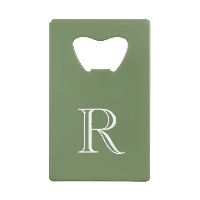 Olive Green Initial Stainless Steel Flaschenöffner (Vorderseite)