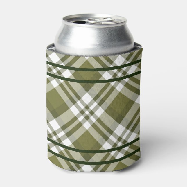 Olive Green Kariert Can Cooler Dosenkühler (Kanne Vorderseite)