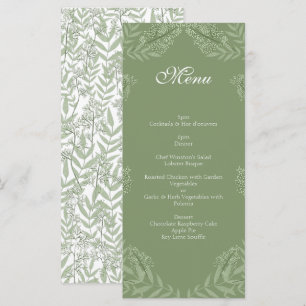 Olive Green Mariage Vintage Botanique Menu