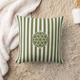 Olive Green marokkanische Zellige-Blume Kissen