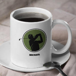 Olive Green Mens Golf Silhouette Kaffeetasse