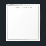 Olive Green Minimalist Monogram Notizblock<br><div class="desc">Create your own personalized notepad with monogram name in elegant chic typography and olive green line border design.</div>