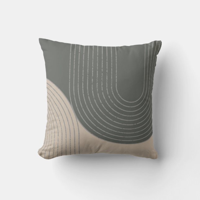 Olive Green Minimalistisch Design Kissen (Vorderseite)