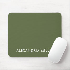Olive Green Minimalistisch Monogram Mousepad