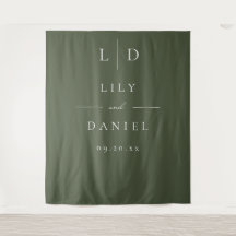 Olive Green Minimalistisch Monogram Wedding Backgr