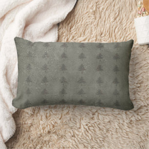 Olive Green mit gestanztem Pine Tree Muster Pillow Lendenkissen