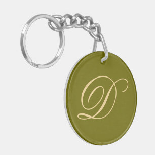 Olive Green Mit Monogramm Custom Initial Monogram Schlüsselanhänger
