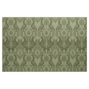 Olive Green Mittelalterliche Friedhöfe und Drachen Stoff