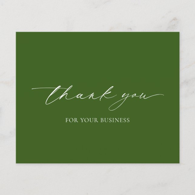 Olive Green Modern Budget Business Danke Karte (Vorderseite)