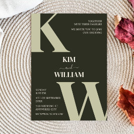 Olive Green Modern Monogram Wedding Einladung