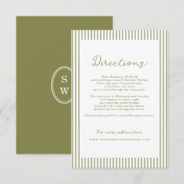 Olive Green Modern Wedding Directions Card Begleitkarte