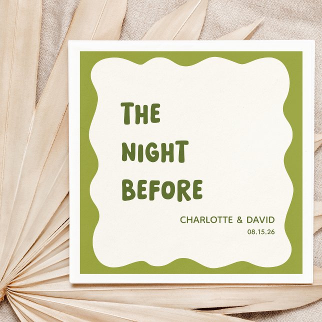 Olive Green Modern Welcome Party Probe Dinner Serviette (For 'The Night Before' these olive green napkins add a stylish, earthy vibe to your rehearsal dinner)