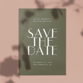 Olive green moderne minimalistische QR-Code Hochze Save The Date