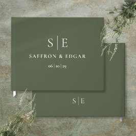 Olive Green Monogram Wedding Gästebuch