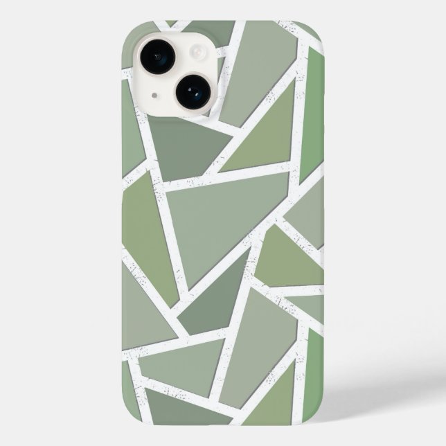 Olive-Green-Mosaik Case-Mate iPhone 14 Hülle (Rückseite)