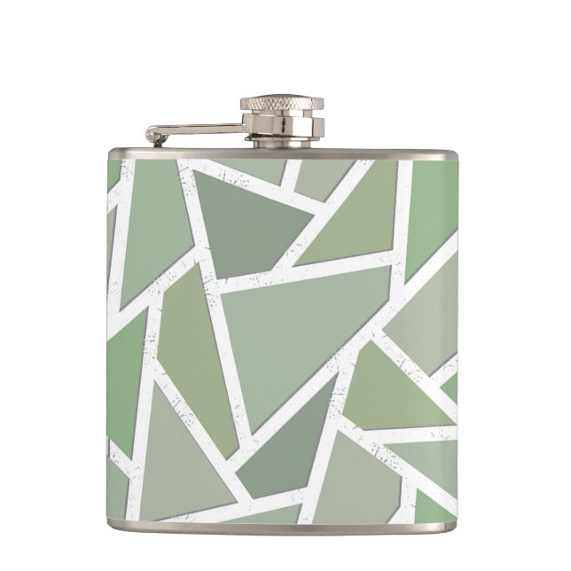 Olive-Green-Mosaik Flachmann (Vorderseite)