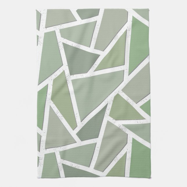 Olive-Green-Mosaik Geschirrtuch (Vertikal)