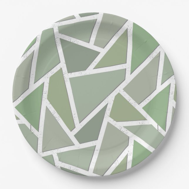 Olive-Green-Mosaik Pappteller (Vorderseite)