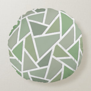 Olive-Green-Mosaik Rundes Kissen